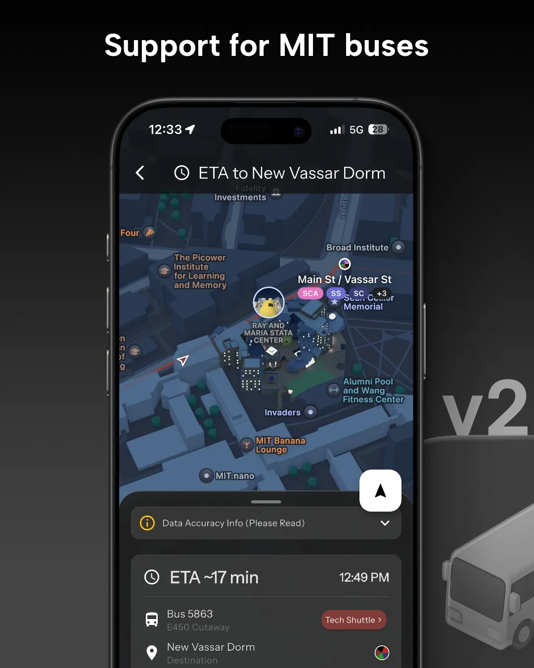 MIT Shuttles Bus Tracker in Destination Transit App