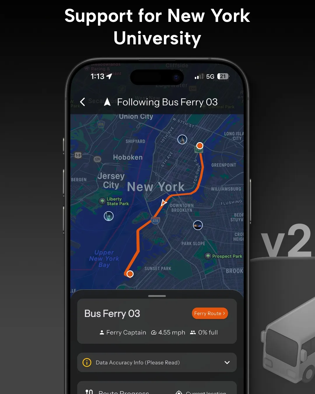 NYU University in Destination Transit App