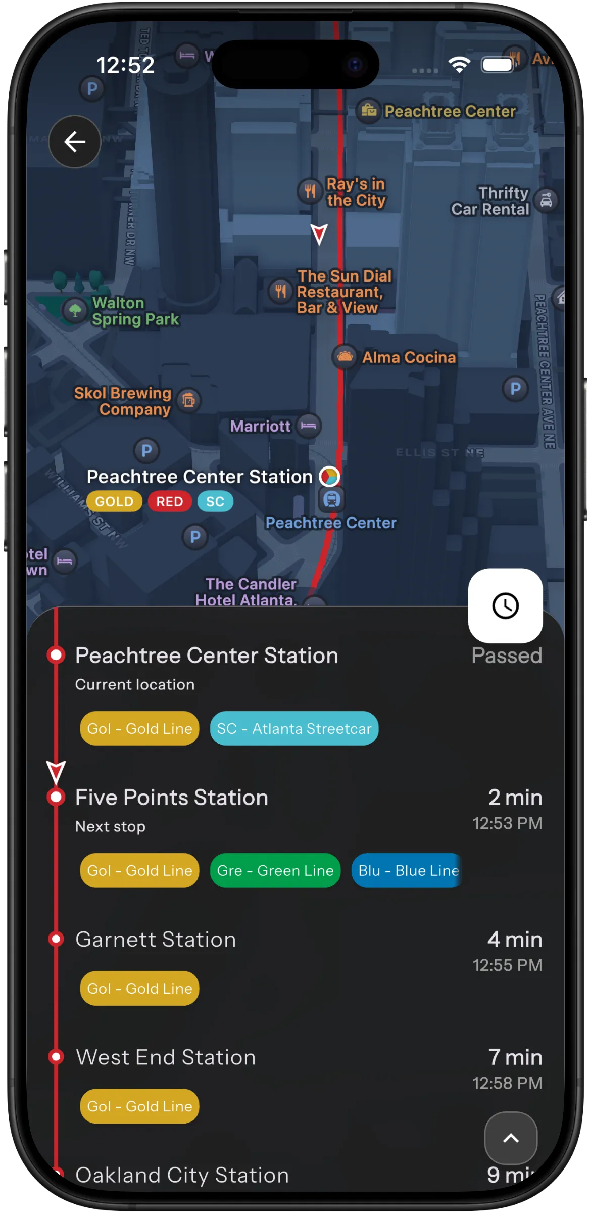 Destination Transit app real-time bus ETA and arrival time view